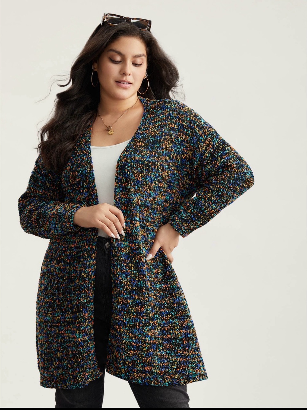 BloomChic Textured Open-Front Multicolor Cardigan size 1X (14-16)